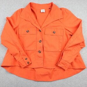 Cabi Resort Jacket Womens Medium High-Low Flap Pocket Collar Button Long Sleeve